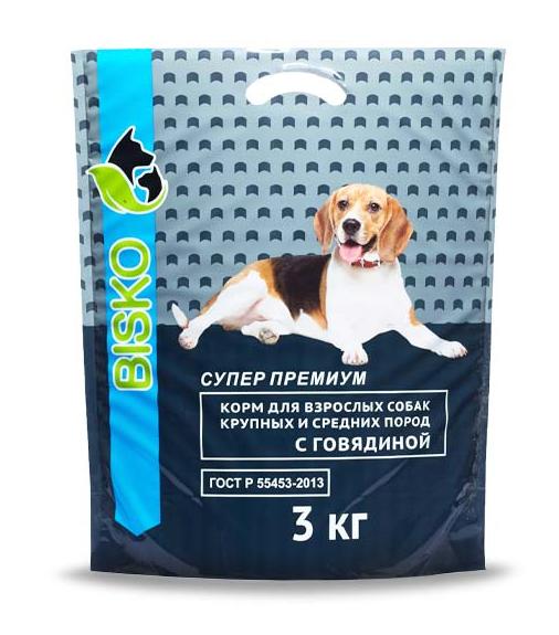 Сухой корм БИСКО СУПЕР ПРЕМИУМ для взрослых собак с высоким уровнем активности и спортивных собак