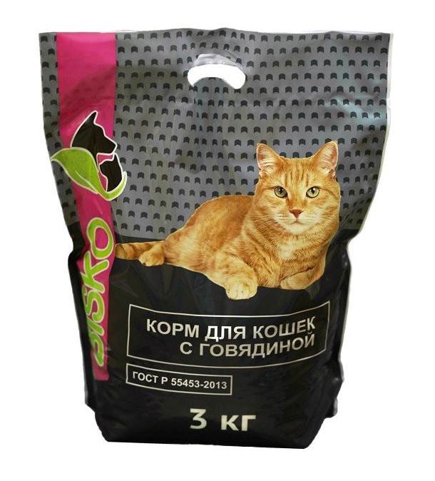 Сухой корм БИСКО С ГОВЯДИНОЙ Сбалансированный корм для кошек старше года